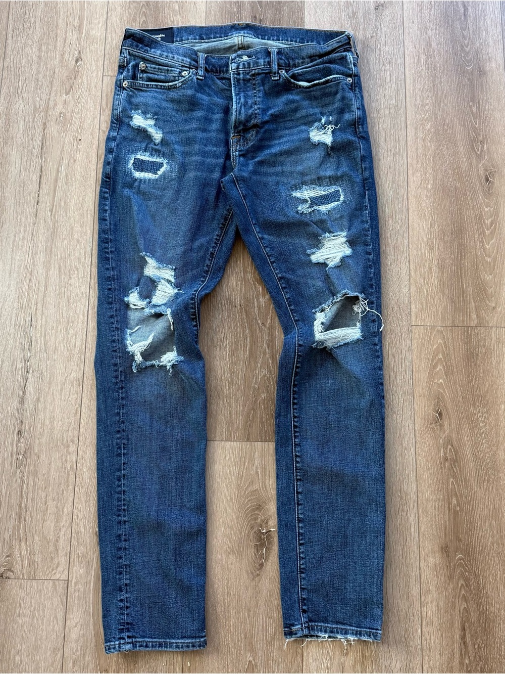 Men’s Abercrombie & Fitch Super Skinny Ripped Dark Blue Skinny Jeans 32x32